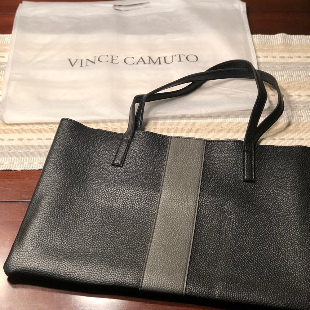 Vince Camuto Black Leather Tote Bag